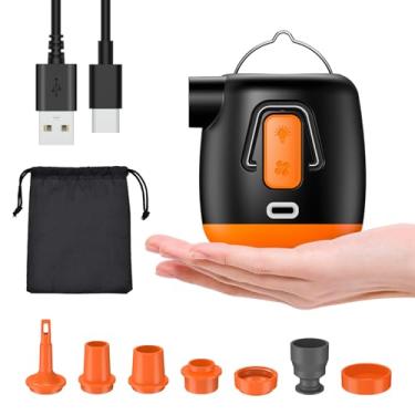 Imagem de Bomba de ar portátil para infláveis, bomba de ar recarregável de 3600 mAh, bomba de ar inflador/deflator, minúscula bomba de ar com luz de acampamento para boias de piscina, colchão de ar, anéis de