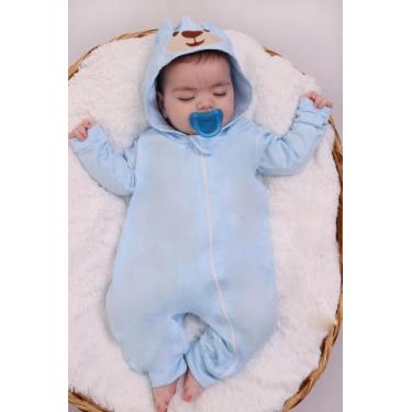 Imagem de Macacão De Urso Para Bebê Menino E Menina Com Capuz - João e Maria, Az