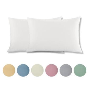 Imagem de Kit 2 Fronhas Malha Penteada 100% Algodão Buettner Basic, Branca