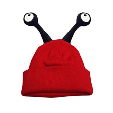 Imagem de Goclothod Gorro infantil de malha quente de inverno com chifres de rena, Vermelho, tamanho �nico
