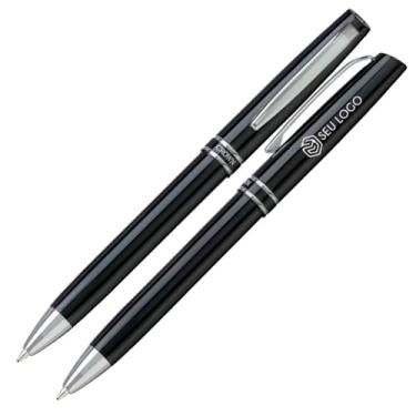 Imagem de Caneta Esfero Personalizada Crown Otawa Escreva Nome Presente Gravação Personaliza Logo Simbolo (Preto)