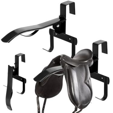 Imagem de Shinylin 2 peças de suporte de selim portátil dobrável, pendurado em paredes ou portas, suporte removível para sela