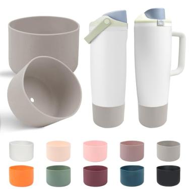 Imagem de Utmiga 2 peças de botas de silicone para garrafas e copos FreeSip Sway Owala de 850 g e 1,134 g, capa protetora antiderrapante, melhora a estabilidade e evita arranhões, cinza claro