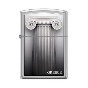Imagem de Zippo Isqueiro de coluna grega, acetinado, cromado, à prova de vento #Z5375