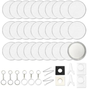 Imagem de 40 peças em branco de liga de zinco para gravação, moedas de desafio personalizadas de 4 cm, moedas em branco para gravação a laser DIY, blocos de moedas personalizados com chaveiros e caixa de