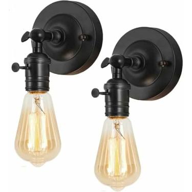 Imagem de WLHAZMWY Candeeiro de parede para quarto Arandelas Conjunto industrial de 2 vaidades pretas compatíveis com banheiro fazenda lâmpada ajustável