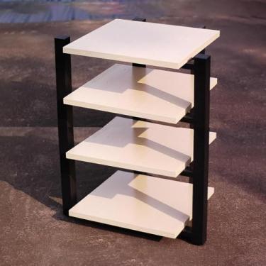 Imagem de Prateleira De Jogos Wjx Rack De áudio De Chão Gabinete Estéreo Suporte De Mídia De Vídeo Rack De áudio Alto-falante Display Stand Torre De áudio Para J, Walnut, 70x55x65cm