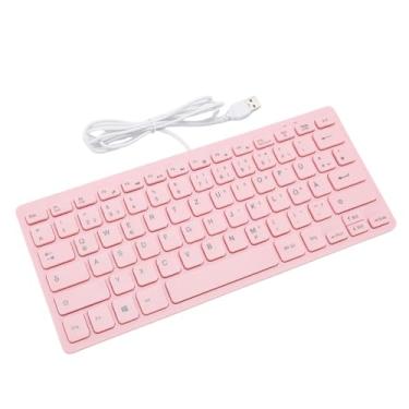Imagem de GOWENIC Teclado Pequeno Com Fio, 78 Teclas USB Computer Gaming Teclado Roseate Silenci (Versão alemã)