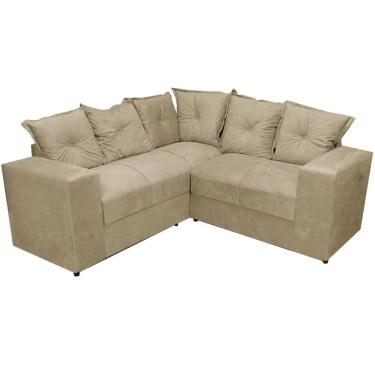 Imagem de Sofá de Canto Belo 4 Lugares 180cm x 180cm Tecido Suede Felipe Estofados Cor Bege