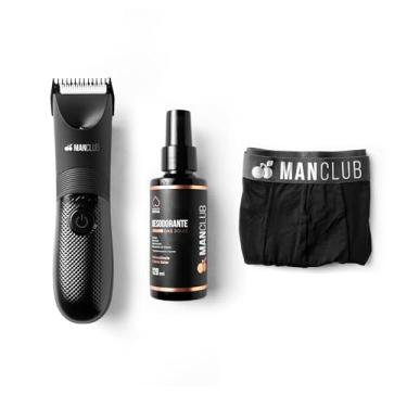 Imagem de MANCLUB® Kit Refresca com: O Desmatador®, O Desodorante das Joias e A Cueca Boxer de Performance - Aparador Elétrico de Virilha, Região Íntima e Pelos Corporais (Preto, M)