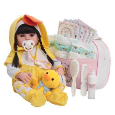 Imagem de Bebê Reborn Realista Corpo Silicone Morena Patinho Bolsa - Cegonha Reb