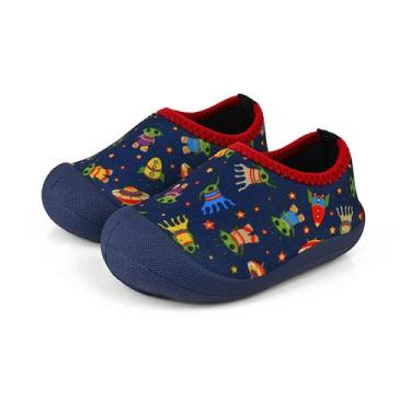 Imagem de Sapameia Infantil Antiderrapante Moda Menino Bebê Marinho Galáxia Gata