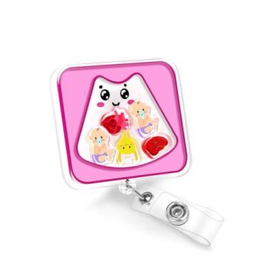 Imagem de Plifal Clipe de suporte para crachá de enfermeira - Lindo carretel de crachá retrátil de ultrassom rosa com clipe jacaré, enfermeira, escritório, trabalhador médico, acessórios para estudantes