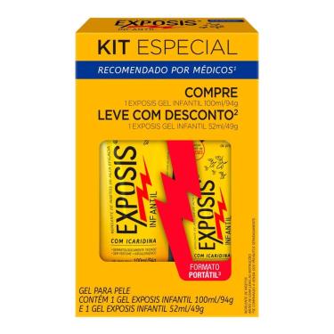 Imagem de Repelente Exposis Infantil Gel com Icaridina 100ml e Leve com Desconto Repelente Exposis Infantil Gel 52ml