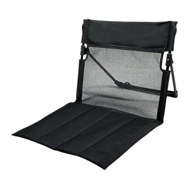 Imagem de Dynwave Cadeira de acampamento com encosto, assento de acampamento, assento de praia, almofada, cadeira de descanso dobrável para parque, churrasco, trekking, Preto