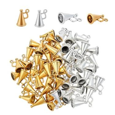 Imagem de NICENEEDED 60 peças de pingentes de torcida de megafone de liga tibetana, alto-falante vintage, megafone, pingente de líder de torcida para colar faça você mesmo, pulseira, joias, artesanato, 2 cores