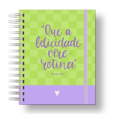 Imagem de Planner 2024 Coleção Flores e Frases/Organizador anual 210Paginas Capa Dura Verde Xadrez