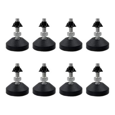Imagem de Antrader Pés niveladores de rosca M8 com porca em T, niveladores de móveis giratórios ajustáveis, pés de borracha reforçada antiderrapante para mesa, sofá, armário, bancada de trabalho (D50 x M8 x H30
