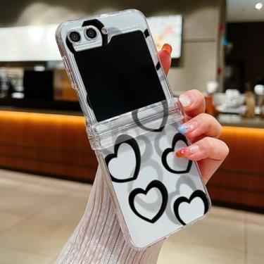 Imagem de Capa transparente dobrável para Galaxy Z Flip6 com estampa de coração vazado (para Galaxy Z Flip6/A695)