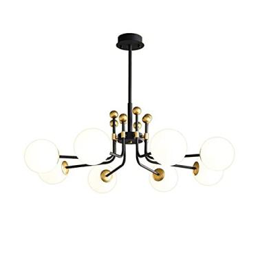 Imagem de Abajur moderno com bola de vidro branca e molécula de feijão, luminária pendente criativa para quarto, sala de jantar, cozinha - preto e dourado 61 * 30 cm (branco 61 *