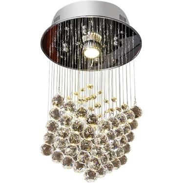 Imagem de Lustre de cristal interior LED luz pendente moderna sala quarto teto lâmpada pendurada casa hall corredor varanda luminária suspensa, decoração moderna