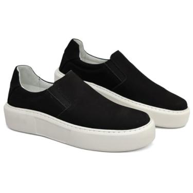 Imagem de Sapato Slip On em Couro Camurça Legítimo Masculino Sola Alta Estilo Elegante