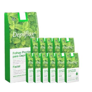 Imagem de 12cx Folhas Prontas Depilação Facial Depilflax Hortelã 24un