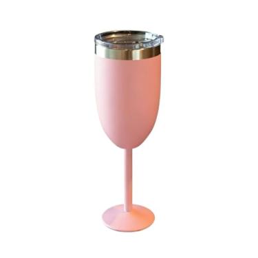 Imagem de Taça Térmica Parede Dupla Com Tampa Para Gin Drinks Vinho Bebidas Taças Mantém Temperatura Ideal Para Festas De Fim De Semana(500ML,Rosa)