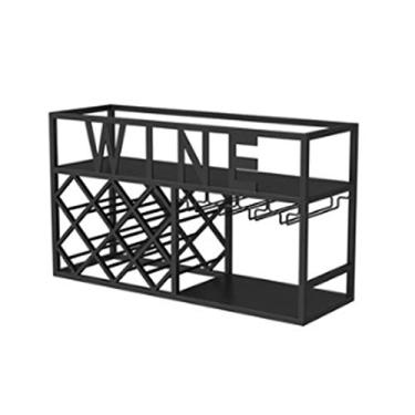 Imagem de Prateleiras de vinho de bancada, suporte de metal, garrafa e vidro, suporte para copos, sala de estar, restaurante, bar, prateleira de parede, suporte de armazenamento de vinho, suporte de adega de