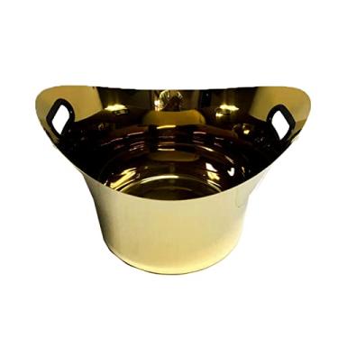 Imagem de AKALNNB Balde de gelo de aço inoxidável para refrigerador de vinho balde de gelo de champanhe de grande capacidade para utensílios de bar de cerveja de uísque (dourado)