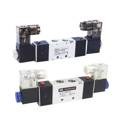 Imagem de 4V120-06 4v220-08 Válvula solenoide dupla cabeça controle duplo 5 vias 2 posições Power down hold válvula direcional pneumática (4V120-06, AC220V)