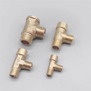 Imagem de 1 peça de encaixe de tubo de latão macho rosca fêmea 1/20.3 cm 1/10.2 cm 3/20.3 cm 1/5.1 cm tipo T acessórios de cobre adaptador de água óleo gás (4,1/20.3 cm)