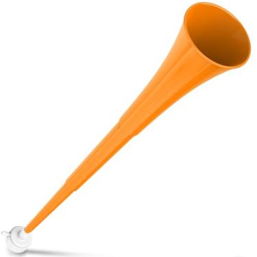 Imagem de Estádio dobrável Vuvuzela de plástico Vuvuzela buzina de sopro para barulho de buzina de futebol som alto para passeios de barco e eventos esportivos (laranja)