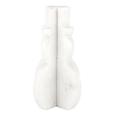 Imagem de Santa Barbara Design Studio Decoração de Natal - Boneco de neve interloque de mármore feito à mão, 15 cm, branco