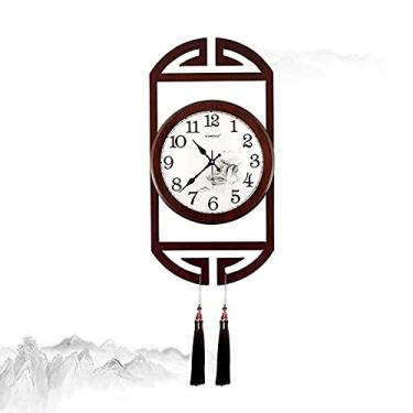 Imagem de ZYHSIJOBAS Decoração de parede de metal para casa, relógio de parede para decoração de sala de estar, relógio de parede, relógio de parede com nó chinês silencioso moderno