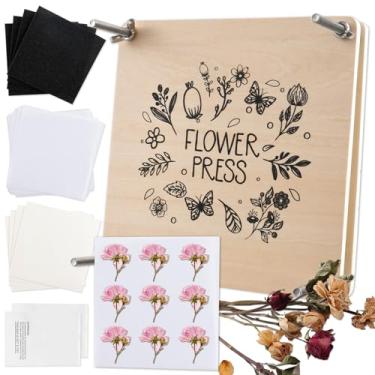 Imagem de Kit de prensa de flores de madeira profissional de 17,78 cm x 17,78 cm, kit de preservação de plantas de flores prensadas, reutilizável para crianças, adultos, artesanato, amantes, flores, artes