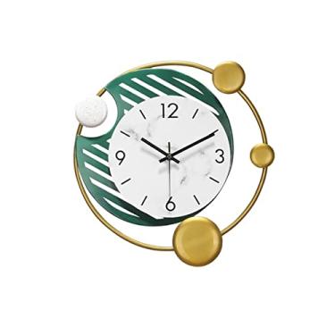 Imagem de ZYHSIJOBAS Relógio de parede moderno criativo metal silencioso relógio quarto sala de estar corredor decoração relógios flutuantes sala de aula escritório relógio sem tique-taque relógio de mármore