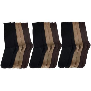Imagem de Kit 9 Pares de Meia Selene Social Cano Longo Masculina - Preto e Café