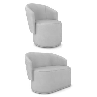 Imagem de Sofá Namoradeira e Poltrona Orgânica para Sala Malu Sintético Cinza M11 - D'Rossi