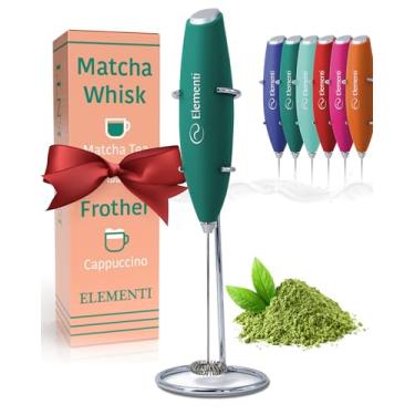 Imagem de Elementi Conjunto Matcha Whisk & Frother - Misturador Elétrico Matcha, Kit Matcha, Conjunto de Chá Matcha, Conjunto Matcha Whisk, Matcha Wisk para Matcha Em Pó, Espumante de Leite para Matcha Lattes(V