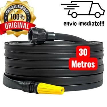 Imagem de Mangueira Antitorção 50M Resistente e Reforçada Preta para Jardim(30 Metros)
