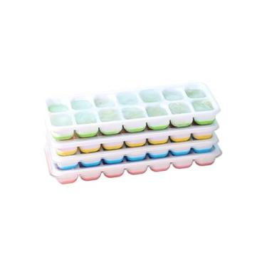 Imagem de 2/4 Formas de Gelo Silicone com Tampa 14 Cubos Alimentos Frutas Papinha(4 Cores)