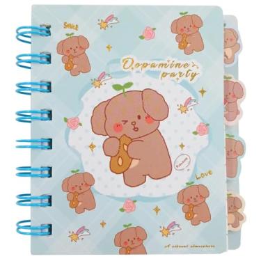 Imagem de Caderno de Anotação Cachorrinhos e Ursinho Fofos 11cm x 8,3cm com 60 Folhas Pautadas e Divisórias Super Fofas | Design Criativo | Tamanho Compacto para Bolso ou Estojo (Azul)