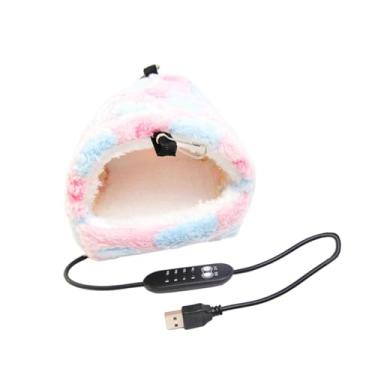 Imagem de MFMEXUL Casa de Lã Quente para Hamster, Alimentada Por USB, Temperatura Ajustável, Cama Suspensa Macia E Confortável, para Ratos E Chinchilas, Rosa XL