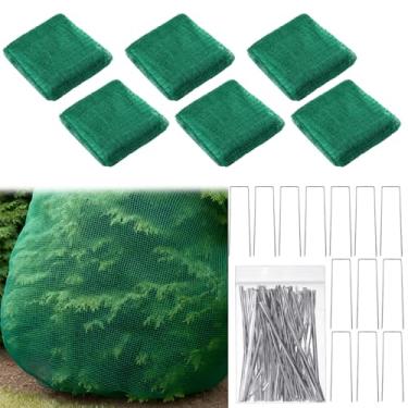 Imagem de Quzzil Pacote com 6 redes resistentes para pássaros com estacas e laços de zíper, malha verde de 3 x 3 m para jardim, árvores frutíferas, proteção de galinheiro