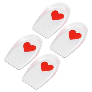 Imagem de 4 peças de almofadas de silicone para suporte de calcanhar, almofada de silicone, palmilha ortopédica, almofadas de calcanhar, padrão de amor, vermelho, tamanho 33-39, Vermelho
