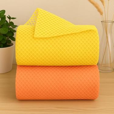 Imagem de 2 peças de esponja de banho africana premium, rede de esponja de banho esfoliante, redes de banho longas para banho sem esforço e panos de lavagem diária do corpo (rosa e amarelo)