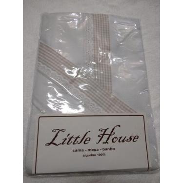 Imagem de Colcha Piquet c/ Porta c/ B.I. e Aplic. - Little House, Branco c/ xadr
