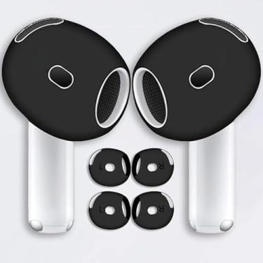 Imagem de 2 pares de fones de ouvido antiderrapantes ultrafinos para AirPods 4, capas de substituição de fones de ouvido de silicone macio para Air Pods 4, preto