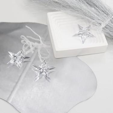 Imagem de Lindos enfeites de floco de neve, ornamentos de estrelas transparentes para decoração de festa interna ao ar livre, cristais pendurados com polígonos e pentagramas para árvore de Natal (estilo B)